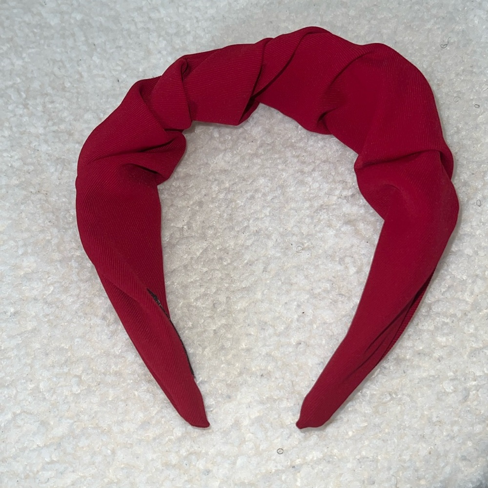 Red Solid Ruched Headband / one side fit all